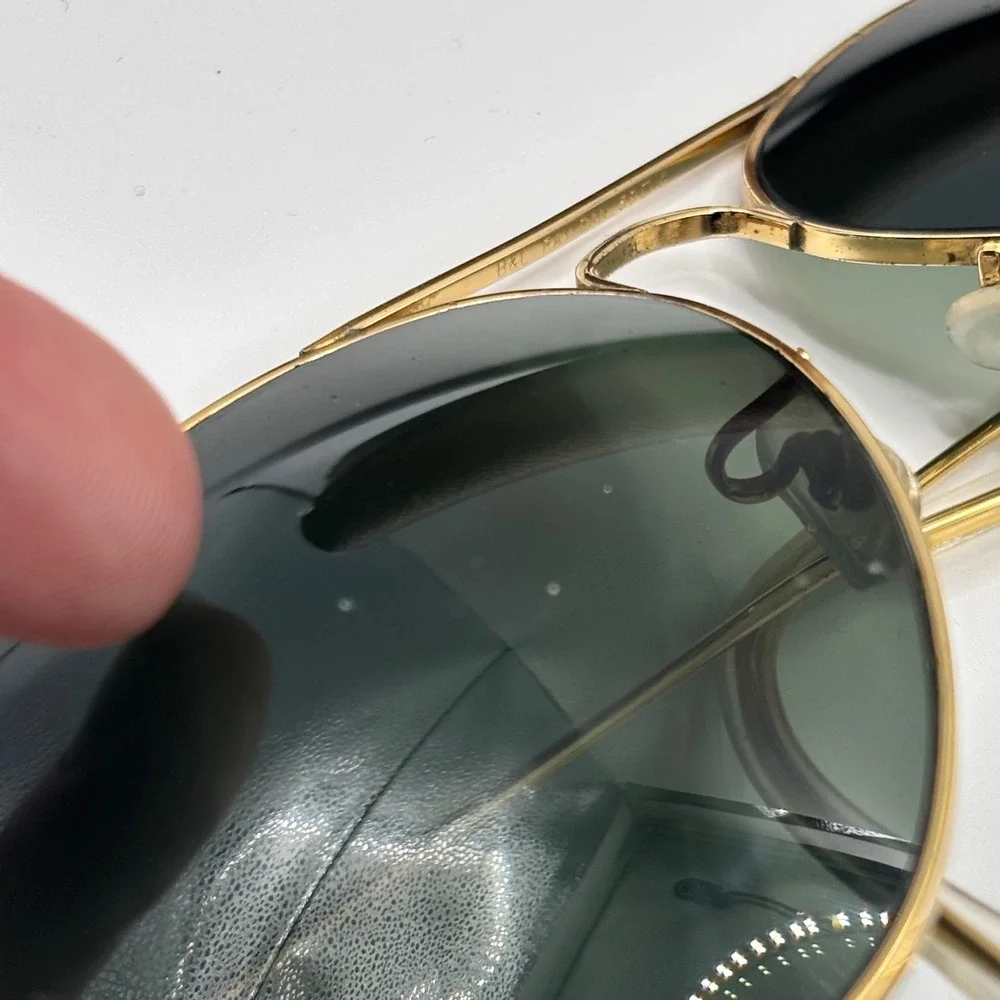Vintage 80s Ray-Ban Sunglasses 58-14 Gold G-15‎ Glass Metal B&L
